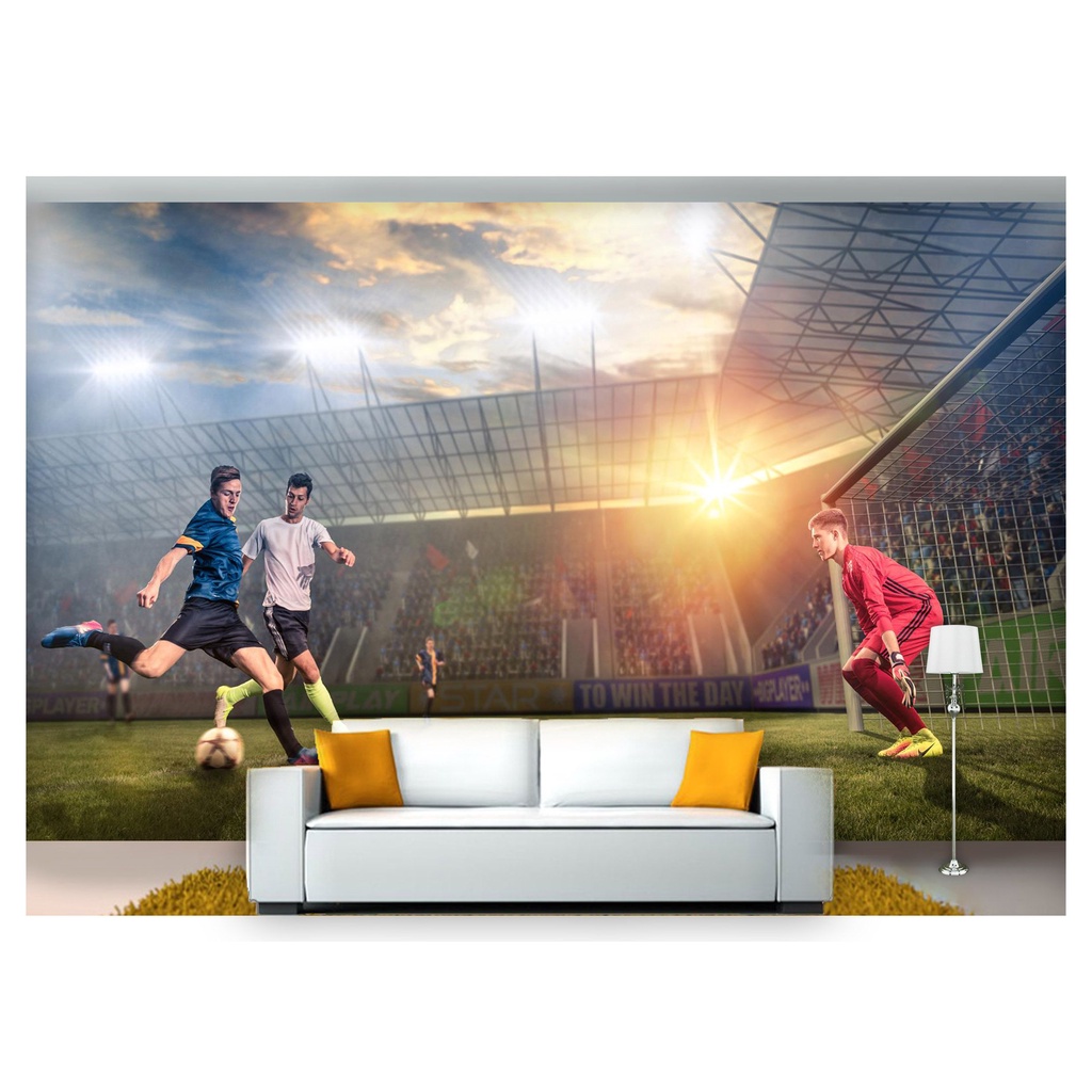 papel de parede Esportes Futebol Bola Campo 3D 7,5m² SPT07