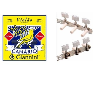 Encordoamento Cordas Violão Nylon Canário E Tarraxa Tarracha Pino Grosso. em Oferta na Shopee