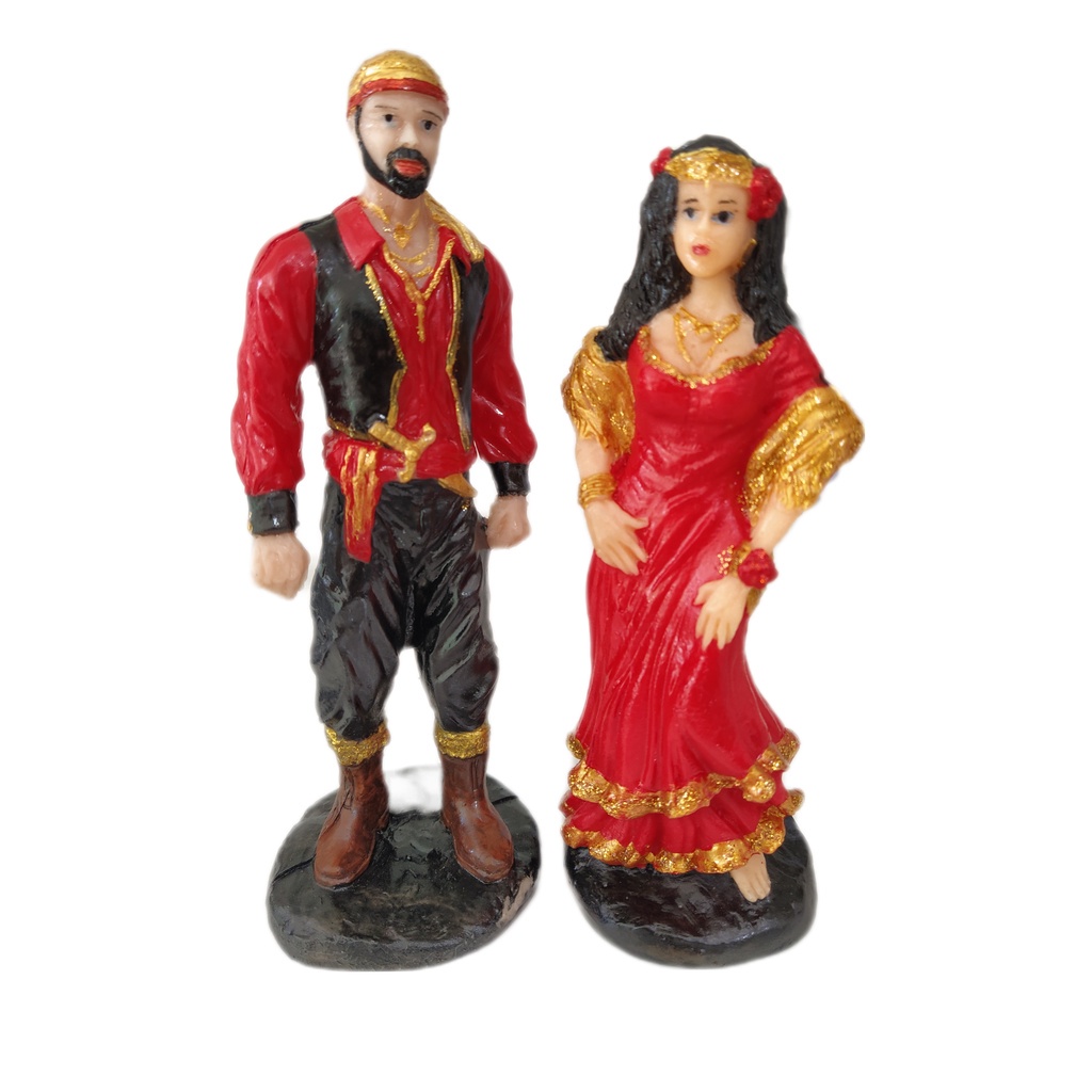 Imagem Casal Ciganos vermelho 15cm Resina Cigana e Cigano