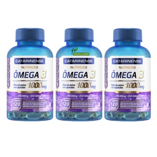 Kit 3 Suplemento Alimentar Ômega 3 Catarinense 1000mg 120 Cáps Cada - Original em Oferta na Shopee