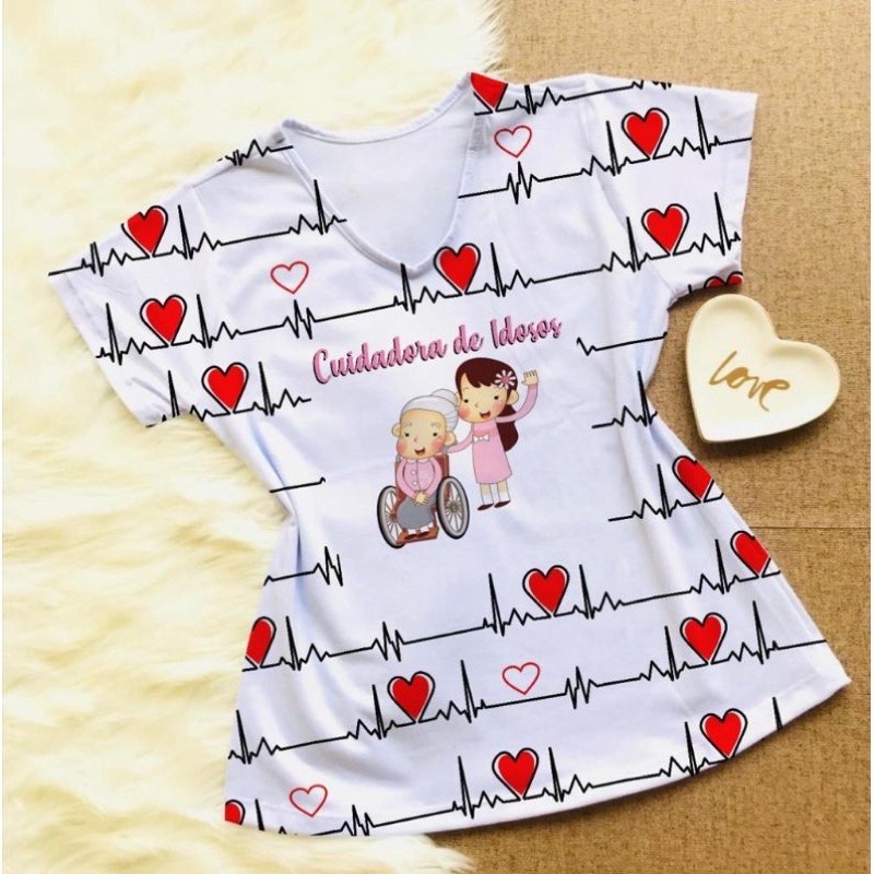 camiseta T-shirt CUIDADORA / CUIDADORA DE IDOSOS feminina