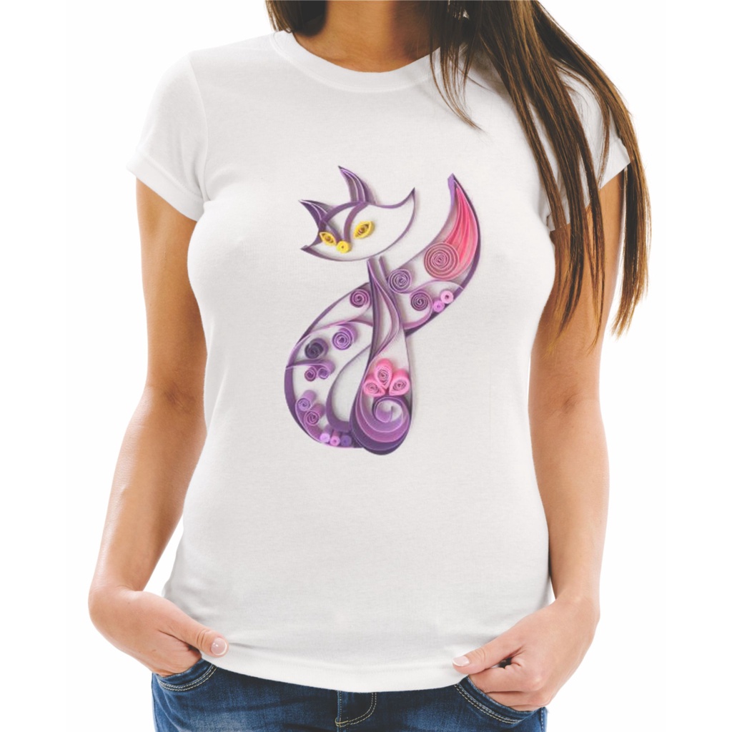 Camiseta Baby Look Raglan Feminina ou Camiseta Raglan Unissex Estampa Abstrato Multicor Gato 34