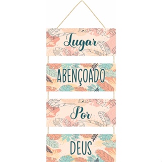 Placa com Corda 4 Peças Lugar Abençoado por Deus em Oferta na Shopee