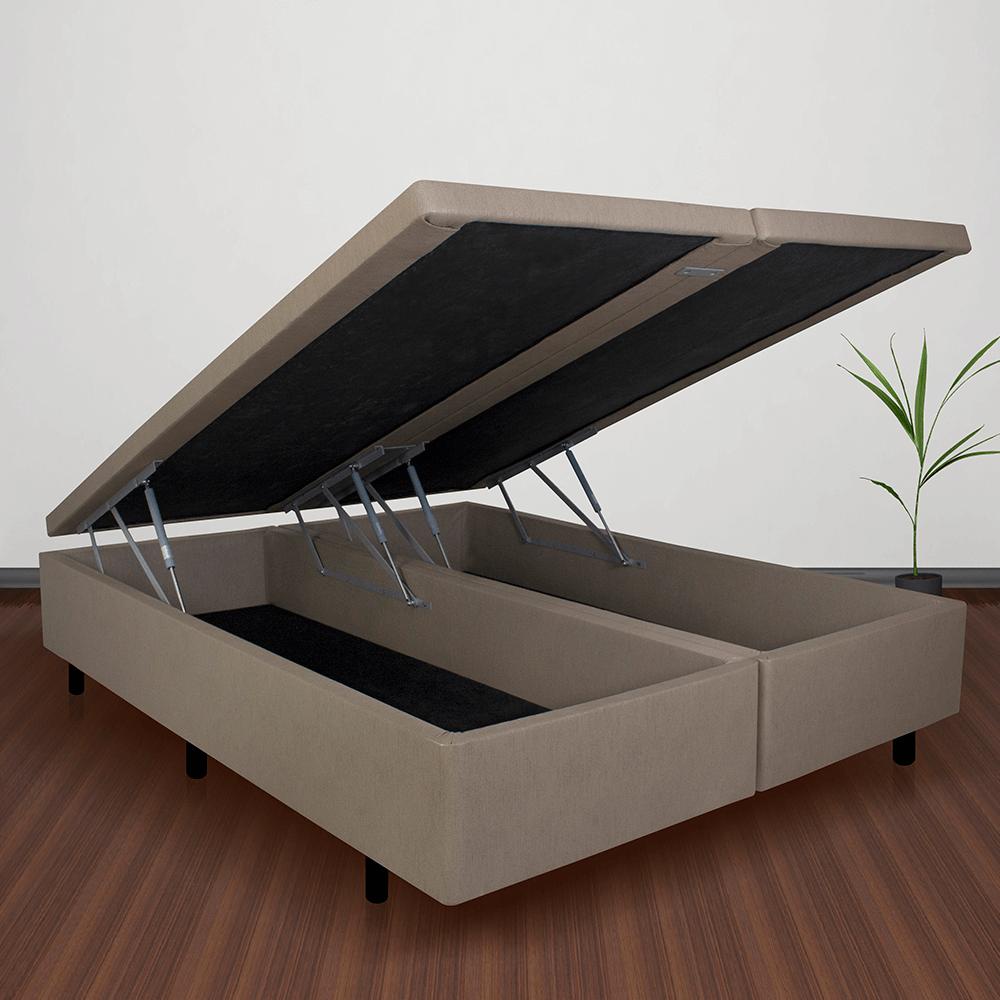 Base Box Baú Queen 158x198x42cm Courino Linho Bege