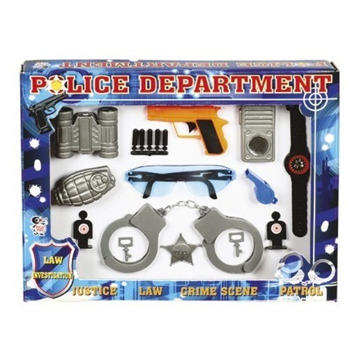 Kit Policial Police Department Algemas Revolver Brinquedo