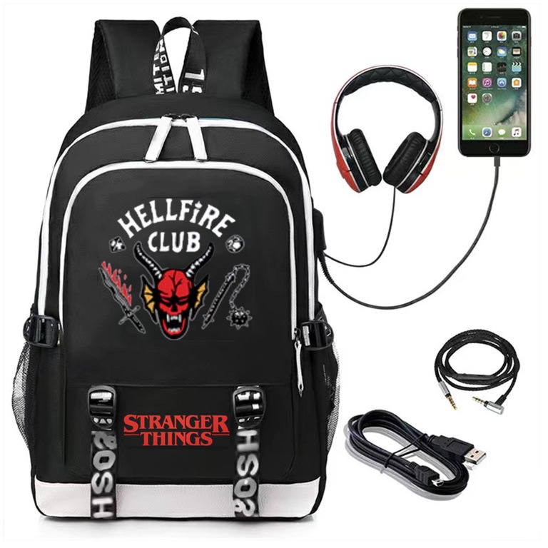 Stranger Things 3 Mochila multifuncional com carregamento USB Mochila Estudantes Meninos Meninas Mochila para Notebook para Adolescentes Bolsas de Viagem