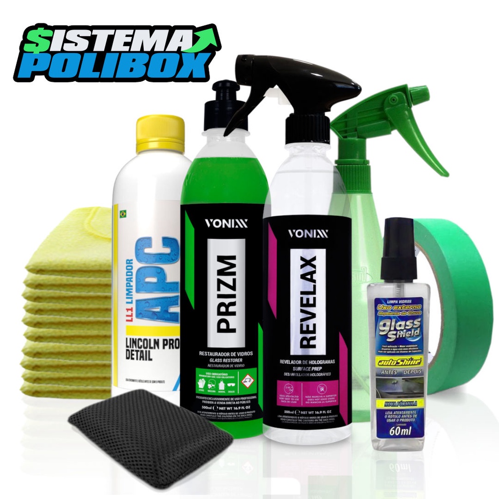 Kit Sistema Tratamento de Vidros Automotivos Ao Raboni Polibox | Shopee ...