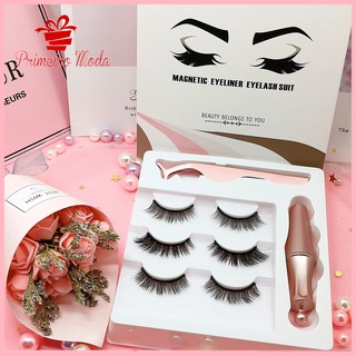 Kit Cílios E Delineador Magnéticos Com Pinça - 3 Pares Novidade - Magnetic Eyelashes