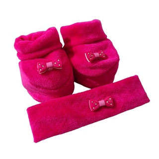 Pantufa e Tiara de Bebê Plush Kit +1BB