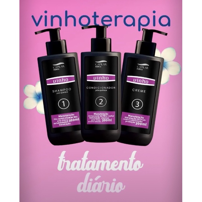 Vinhoterapia Shampoo, Condicionador E Creme. Capilar Essência.