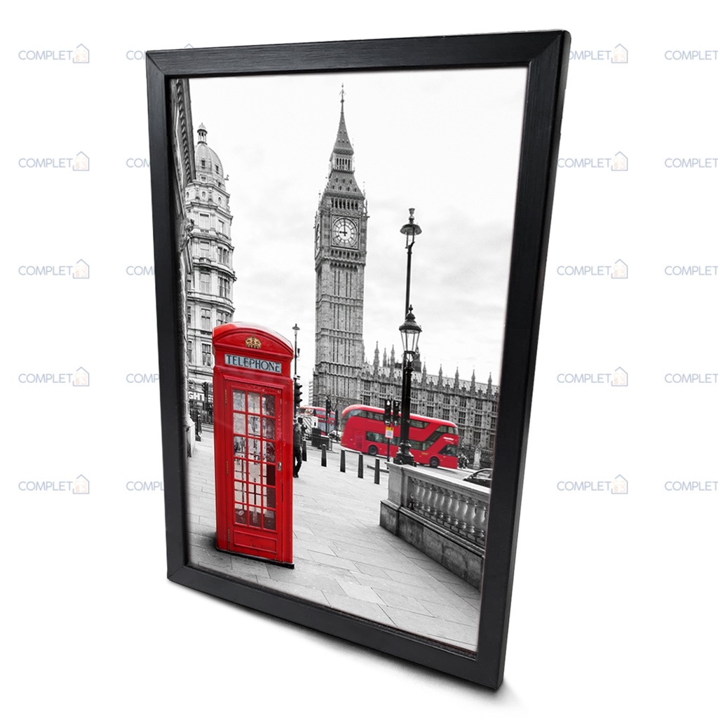 QUADRO LONDRES TELEFONE VERMELHO E BIG BEN MOLDURA E VIDRO