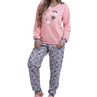 Pijama Juvenil Moletom Feminino Conjunto Blusa Longa E Calca Tamanho 10 A 16 em Oferta na Shopee