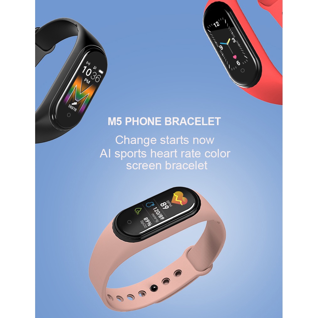 M5 smartband sport fitness tracker smart watch blood pressure monitor de frequência cardíaca bluetooth waterproof watch