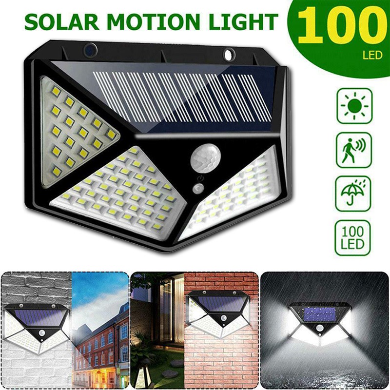 100 LED Solar Light PIR Motion Sensor Light Control LED Lighting Outdoor Waterproof Wall Lamp