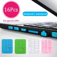 16 Pçs/Set Colorido Silicone Anti Poeira Tampa Da Ficha De Remendo Laptop Porta USB À Prova De Interface De Cobertura D'água
