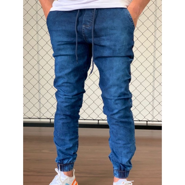 Calça Jogger Masculina Jeans Escuro, Camuflada, Caramelo, Slim Fit várias cores com elástico