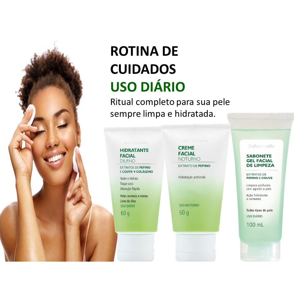 Kit Sabonete Facial + Hidratante Diurno + Creme Noturno