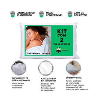 Kit 2 Travesseiros Soft Premium Super Leve Lavável Macio Antimofo Fibra Silicone (branco)