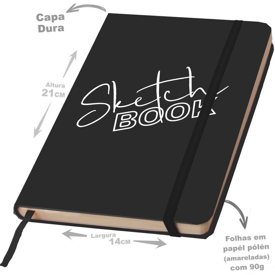 Caderno SKETCHBOOK GRANDE  14x21cm 80 folhas tipo pólén