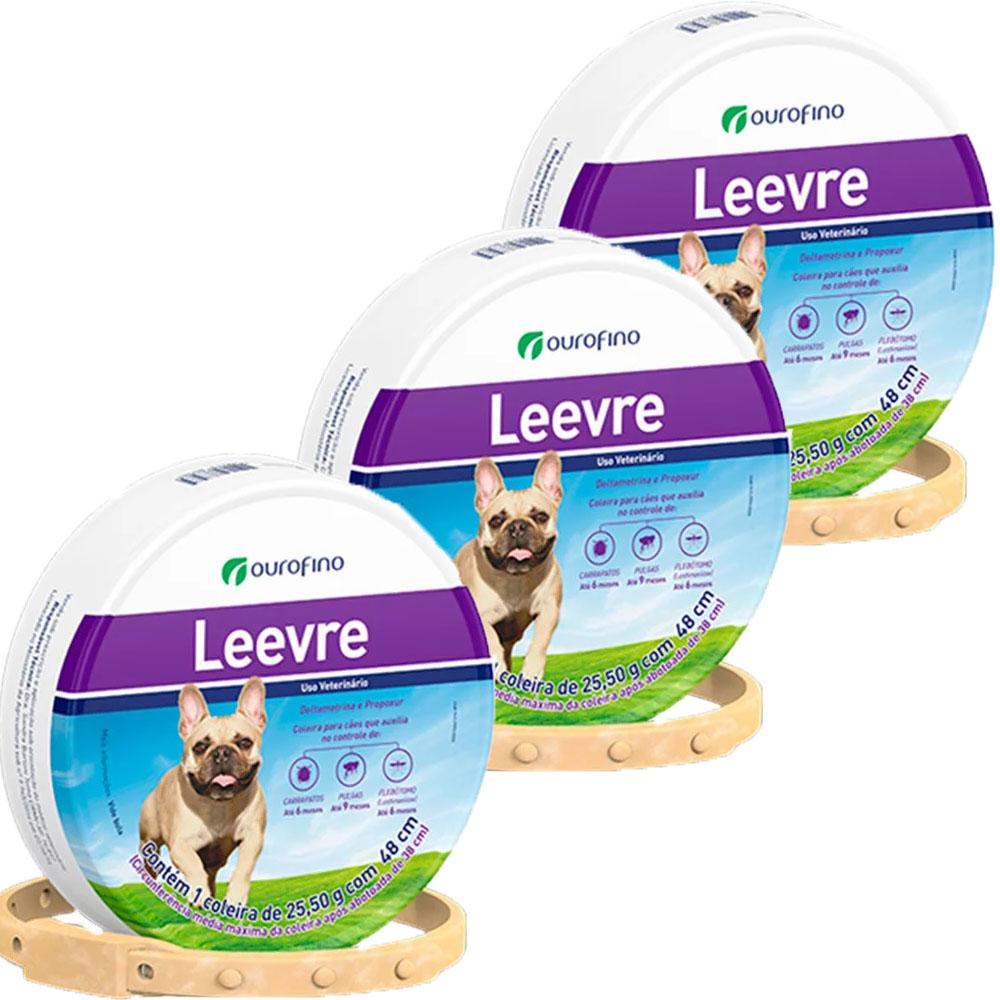Kit 3 Unidades Coleira Leevre 25,50g Com 48cm