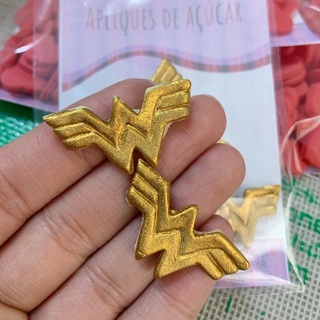 APLIQUE DE PASTA AMERICANA - MULHER MARAVILHA - 3cm - PACOTE COM 10 UNIDADES