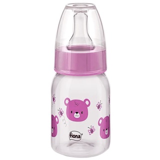 Mamadeira Bebê Com Bico Silicone Anatômico Tampa Anti-Vazamento 120mL +0 Meses Urso Fiona
