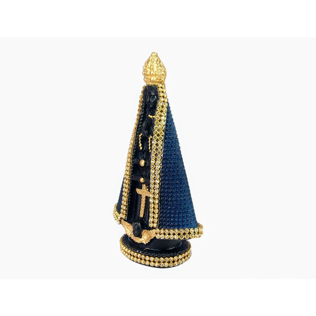Imagem Nossa Senhora Aparecida Feita de Gesso Pérola Com Strass 15cm
