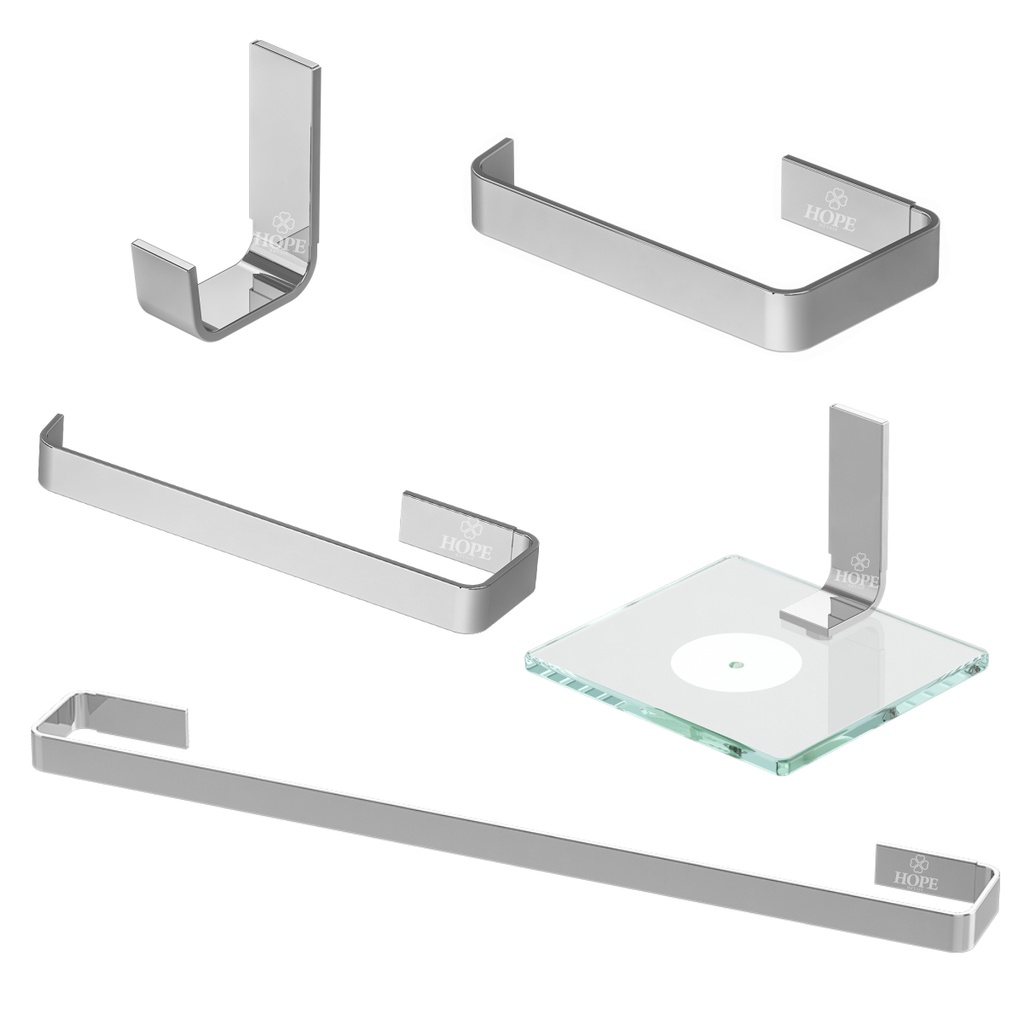 Kit Acessorios Para Banheiro Quadrado 5 Peças Promocao Preço
