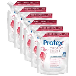 Kit Refil Sabonete Íntimo Líquido Protex Delicate Care 140ml com 6 unidades em Oferta na Shopee