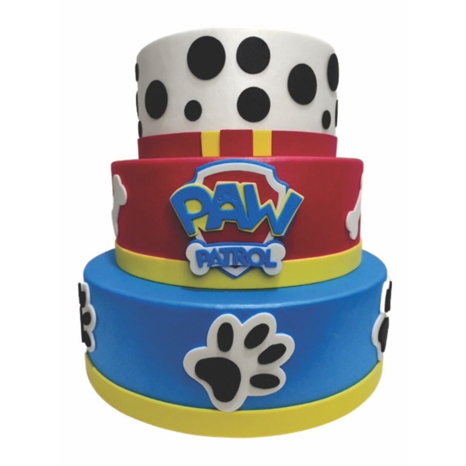 Bolo Fake Patrulha Canina 3 Bases Maquete de Isopor Moldado em Eva Sem Emenda Festa