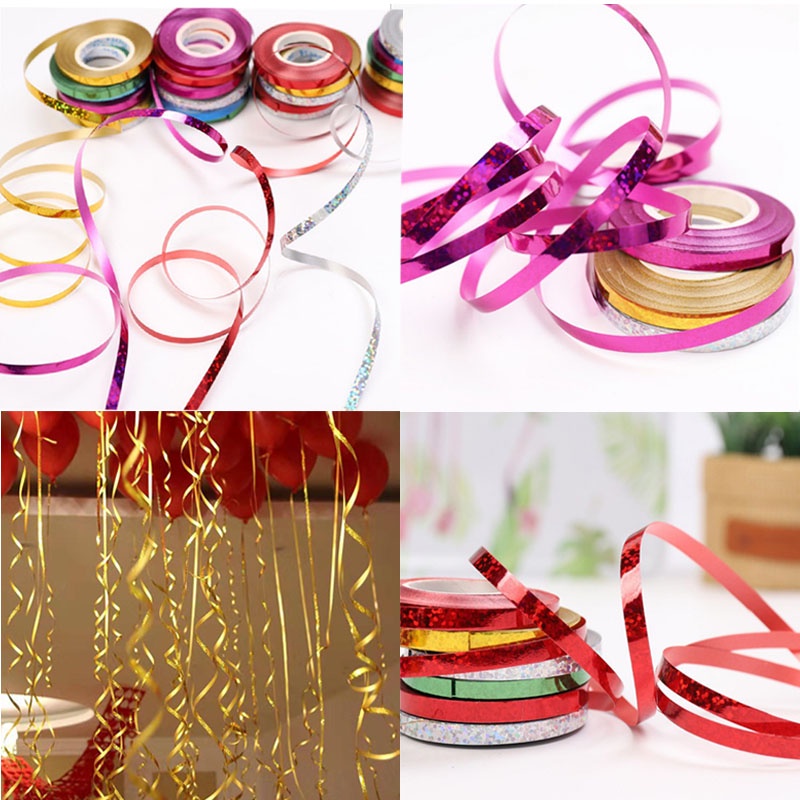 5pcs 10m Balão Laser Fita Rosa De Ouro Cordas Balão De Aniversário Do Casamento Evento Partido Diy Decoração Clips Corda Balão Acessórios