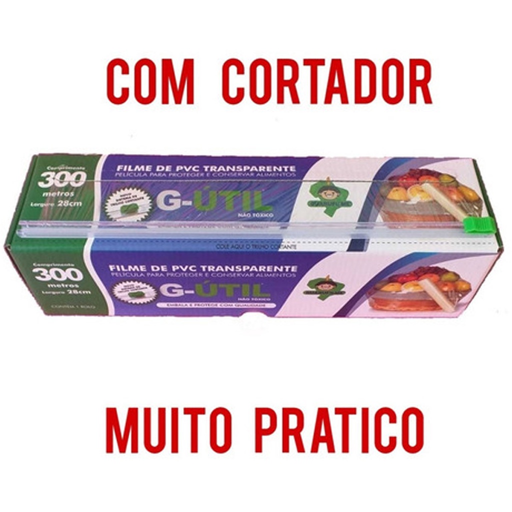 Plástico Filme Pvc Embalagem 28x300m 28 X 300 Com Cortador COZINHA TAMPA COMIDA