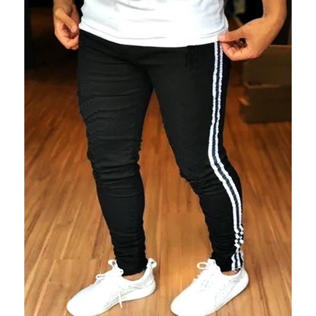 calça preta com listra lateral masculina