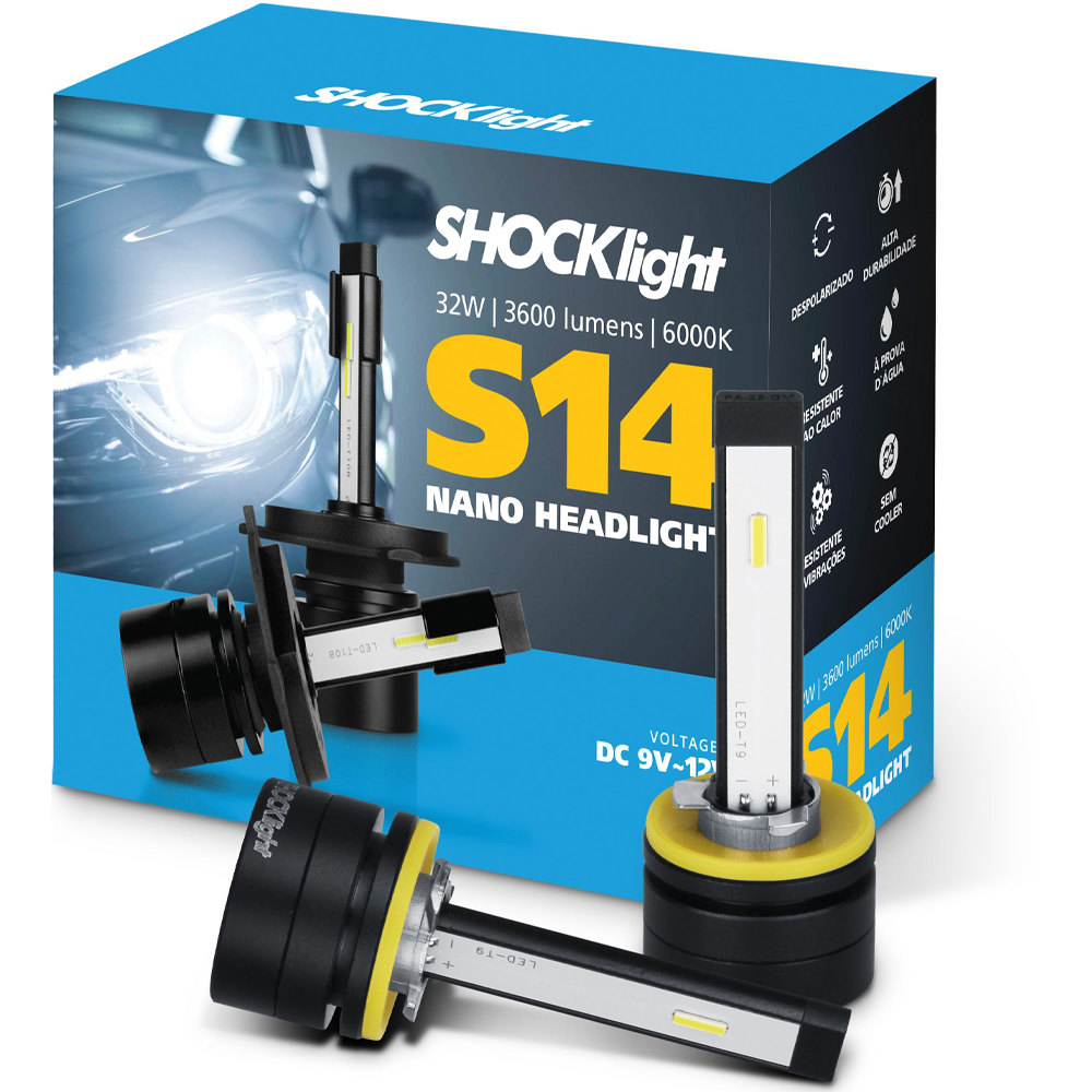 Lâmpada Shocklight Headlight S14 Nano H27 3600 Lm 6000k 32w em Oferta na Shopee