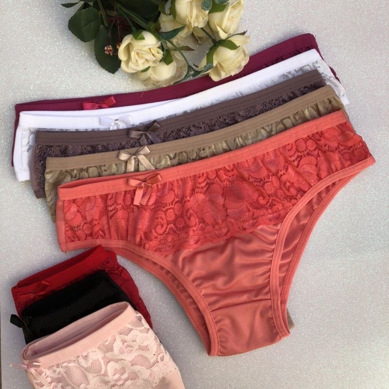 Kit 5 Calcinhas Básica Microfibra e Renda Confortável Modelos Diversos em Oferta na Shopee