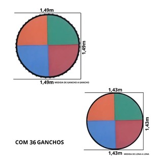 Lona De Salto P Cama Elástica 1,83 - 36 Ganchos - Molas 14cm