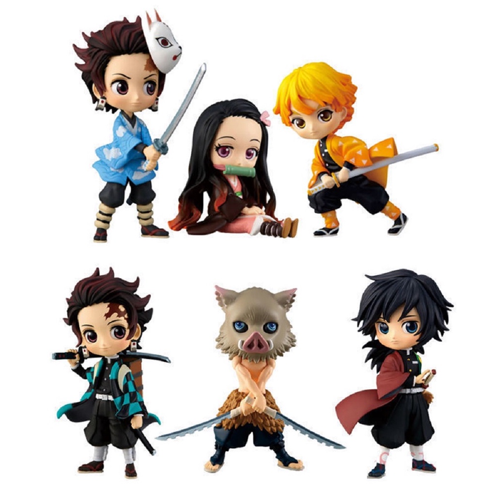 Kit 6 Boneco Action Figure Demon Slayer Miniaturas Colecionaveis 7cm Tanjiro Nezuko Zenitsu Inosuke Tomioka Bonecos De Ação Figura De Coleção