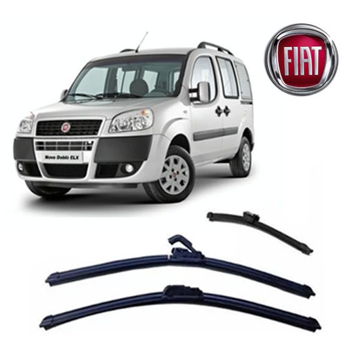 Kit 3 Palhetas Limpador De Parabrisa Dianteiro + traseiro Fiat Doblo Ano 2001 2002 2003 2004 2005 2006 2007 2008 2009 2010 2011 2012 2013 2014 2015 2016 2017