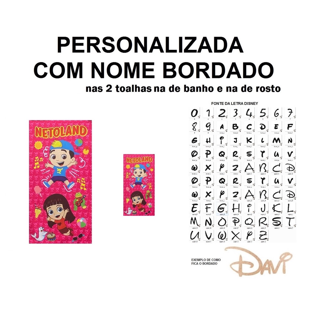 PERSONALIZADA NOME BORDADO kit 1 Toalha de Banho Infantil Lucas Neto R + 1 Toalha de Rosto