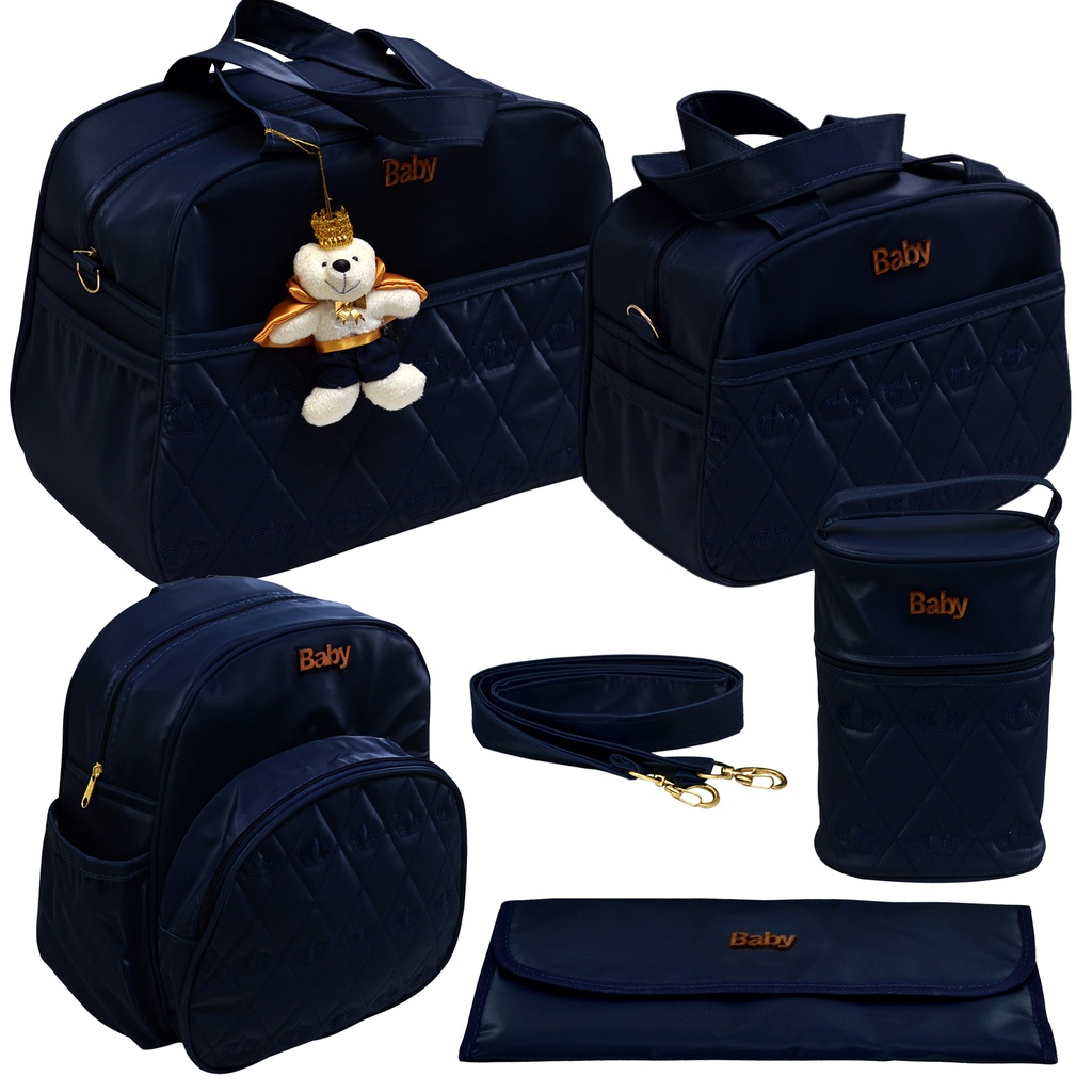 Kit bolsa/Mochila maternidade bebê gestante Masculino/menino 5 peças luxo Melhor preço para gravida enxoval