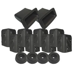 Kit 8 Cantoneiras Arredondadas 2 Alças e 4 Pezinhos para Caixas Acusticas Profissionais