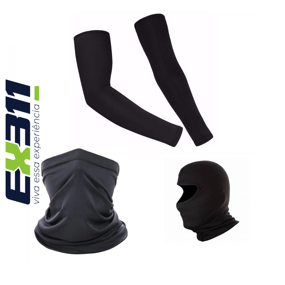 Kit ciclismo manguito bandana balaclava touca ninja UV50+ motoboy ciclista militar paintball pesca
