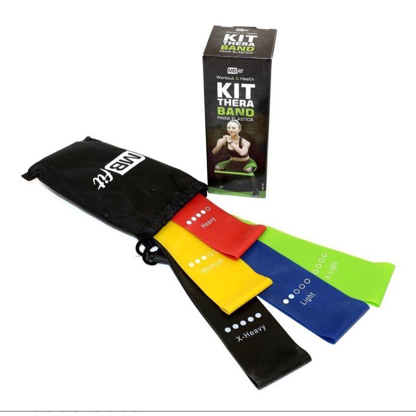 Kit 5 Faixas Elásticas Exercícios Theraband Treino Funcional