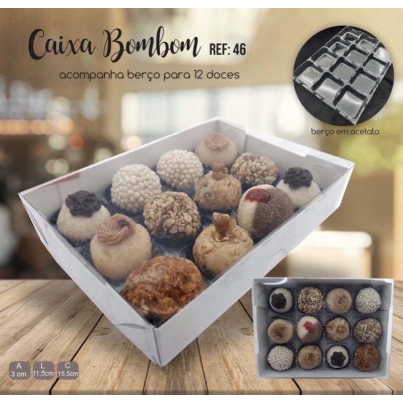 10 caixas 12 doces branca + 10 berços 12 doces Ref 46 em Oferta na Shopee