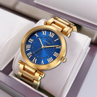 Relógios Femininos CRRJU Marca De Luxo Gold Fashion Casual Aço Inoxidável Quartzo A Prova D