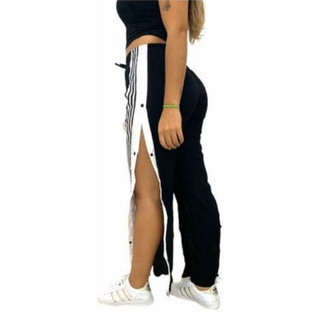 Calça Pantalona Fenda Botões Laterais