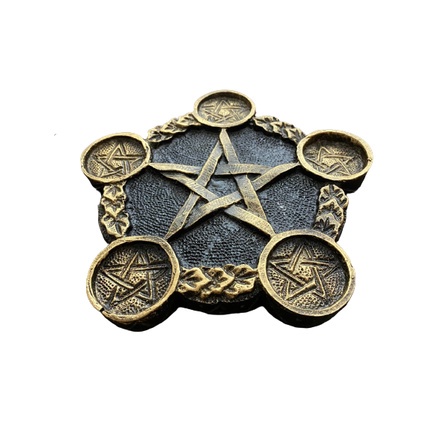 Pentagrama Castical Preto\Dourado  - Decoracao Resina