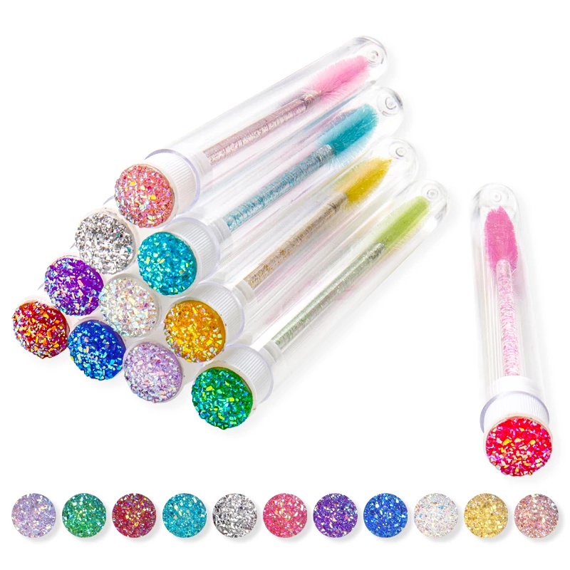 10 Novos Produtos Embalagem Para Tubos Diamante Haste De Cristal Descartável Rolo De Escova De Cílios Com Vareta De Transparador