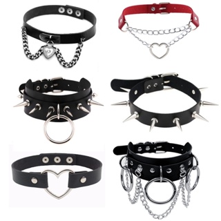 Harajuku Retro Punk Choker Collar Necklace Pu Leather Goth Rivets Party Club Sexy Gargantilha Colar Jewelry em Oferta na Shopee