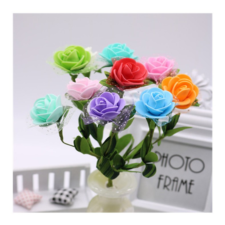 24 Mini Rosas Artificiais Rosinhas EVA +Tule+Arame Bouquet Casamento  Aniversário Decoração | Shopee Brasil